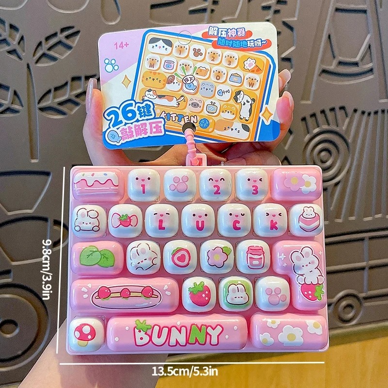 Phone Accessories Charms - 26-przyciskowy antystresowy klawisz klawiatury z breloczkiem,